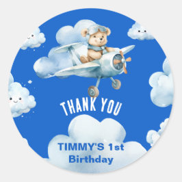 Teddy Bear's Eerste Verjaardag Een Koers Uitstippe Ronde Sticker