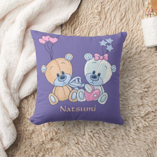 Teddy Bears en Balloons Illustratie Kussen (Deken)