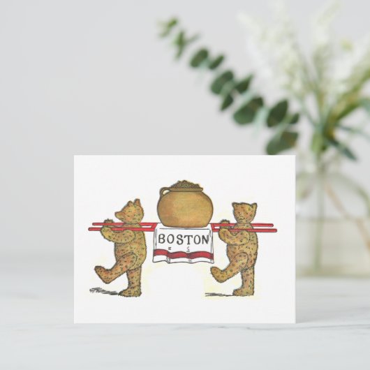 Teddy Bears en Boston Bean Pot Briefkaart (Staand voorkant)