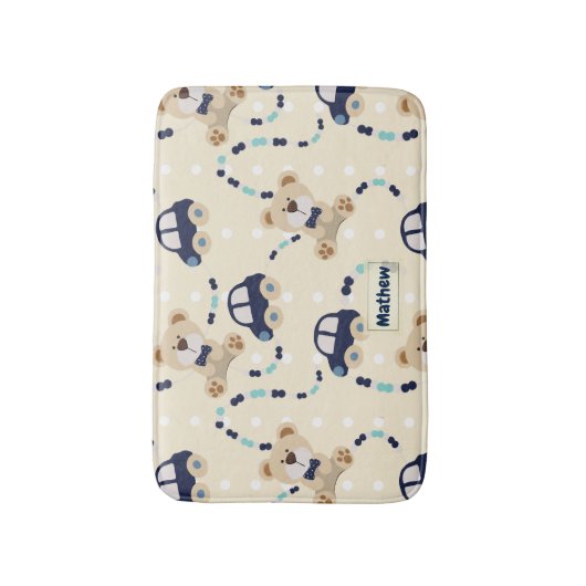 Teddy Bears en Cars Baby Boy Pattern Badmat (Voorkant Verticaal)