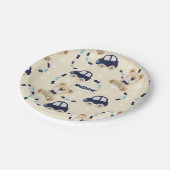 Teddy Bears en Cars Baby Boy Pattern Papieren Bordje (Gekanteld)