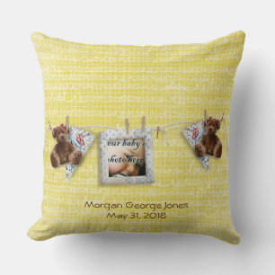Teddy Bears Foto Lijst Yellow Baby Nursery Pillow Kussen