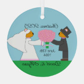 Teddy Bears gaat trouwen: Glas Ornament (Achterkant)