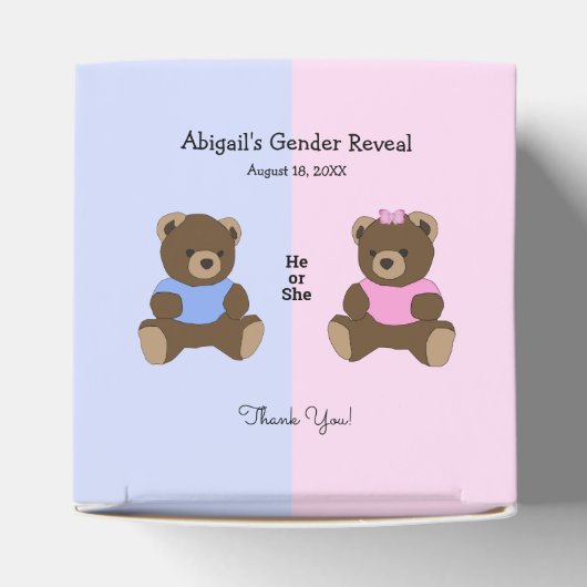 Teddy Bears Geslacht onthullen Baby shower gunst b Bedankdoosjes (Bovenkant)