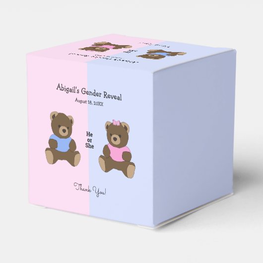 Teddy Bears Geslacht onthullen Baby shower gunst b Bedankdoosjes (Achterkant)