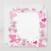 Teddy Bears Hearts Girls 1e verjaardagsfeestje Kaart (Achterkant)