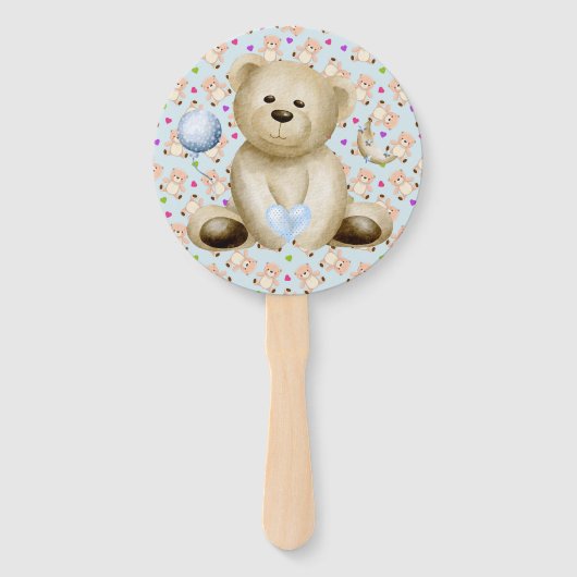 Teddy Bears & Hearts Hand Fan Handwaaier (Voorkant)