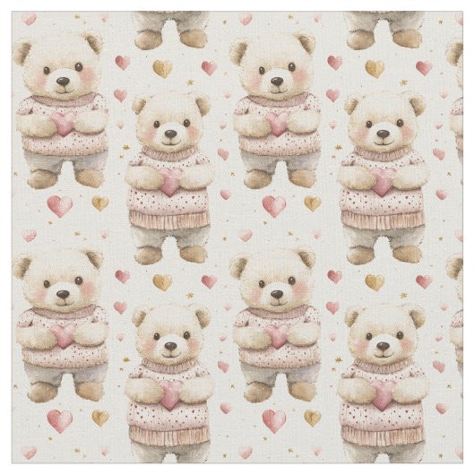 Teddy Bears & Hearts Stof (Close Up)
