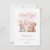 Teddy Bears Het is een meisje met wachttijd Baby s Bedankkaart (Voorkant)