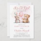 Teddy Bears Het is een meisje met wachttijd Baby s Kaart (Voorkant)