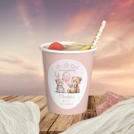 Teddy Bears Het is een meisje met wachttijd Baby s Papieren Bekers
