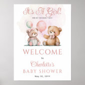 Teddy Bears Het is een meisje met wachttijd Baby s Poster (Voorkant)