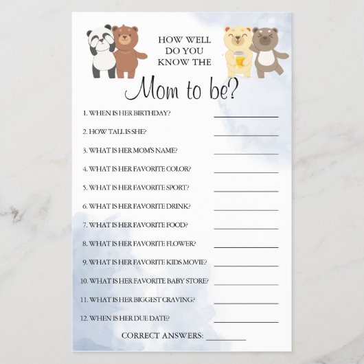 Teddy Bears Hoe goed ken je dat mama een spel is? Flyer (Voorkant)