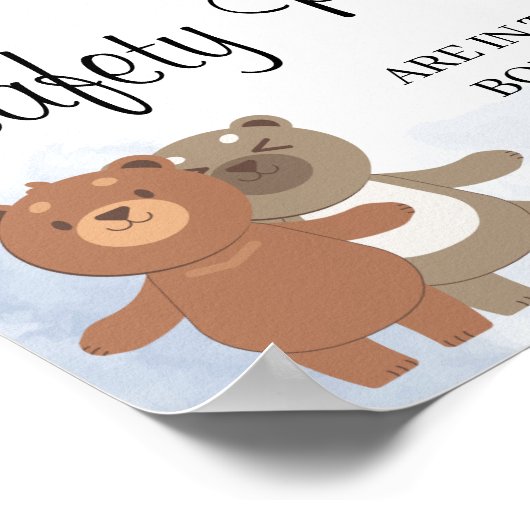 Teddy bears Hoeveel Baby shower met veiligheidsspe Poster (Hoek)