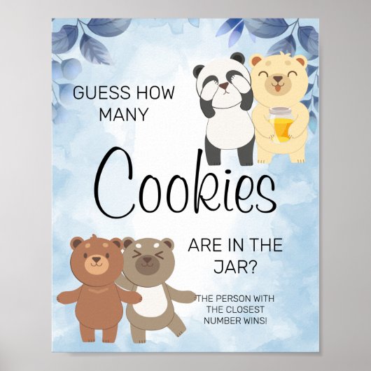 Teddy bears Hoeveel koekjes Baby shower spelen? Poster (Voorkant)