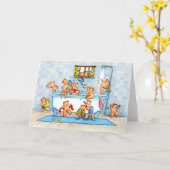 Teddy Bears in Bath Tub Childrens Greeting Card Kaart (Gele Bloem)