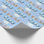 Teddy Bears 🐻 in Blue | Personaliseren Cadeaupapier (Hoek)