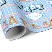 Teddy Bears 🐻 in Blue | Personaliseren Cadeaupapier (Rol Hoek)