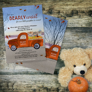 Teddy Bears in Oranje Truck Herfst Baby shower Kaart