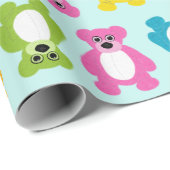 Teddy Bears in Rainbow Colors op Mint Background Cadeaupapier (Rol Hoek)