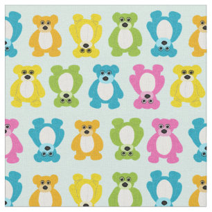 Teddy Bears in Rainbow Colors op Mint Green Stof