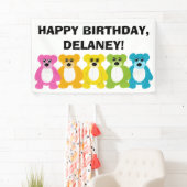 Teddy Bears in Rainbow Kleuren Kinderen Verjaardag Spandoek (Insitu)