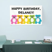 Teddy Bears in Rainbow Kleuren Kinderen Verjaardag Spandoek (Beurs)