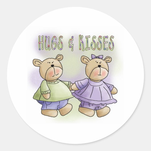 Teddy Bears Knuffels en Kusjes Ronde Sticker (Voorkant)