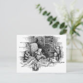 Teddy Bears Lezen in bibliotheek Briefkaart (Staand voorkant)