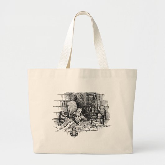Teddy Bears Lezen in bibliotheek Grote Tote Bag (Voorkant)