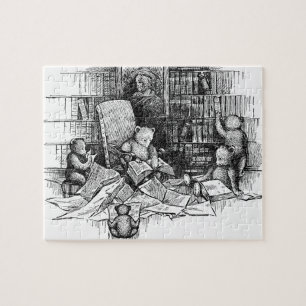 Teddy Bears Lezen in bibliotheek Legpuzzel