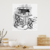 Teddy Bears maken een Mess in de keuken Poster (Keuken)
