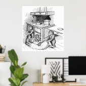 Teddy Bears maken een Mess in de keuken Poster (Thuiskantoor)