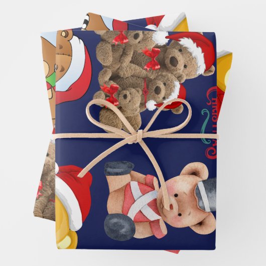 Teddy Bears Merry kerst Inpakpapier Vel (In situ)