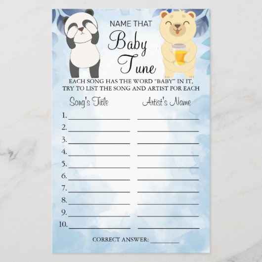 Teddy Bears Name die baby een douchespelkaart afge Flyer (Voorkant)