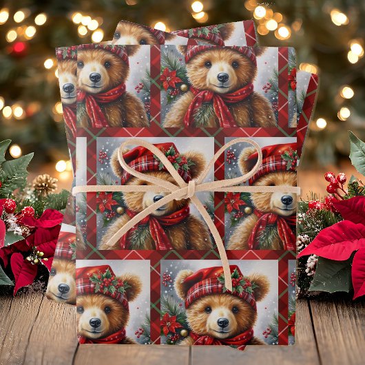 Teddy Bears op 3 Kerst Inpakpapier Vel