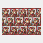 Teddy Bears op 3 Kerst Inpakpapier Vel (Voorkant)