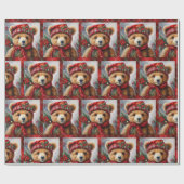 Teddy Bears op de kerstplaat van Roll Of Cadeaupapier (Vlak)