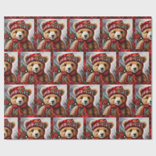 Teddy Bears op de kerstplaat van Roll Of Cadeaupapier (Vlak)
