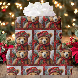 Teddy Bears op de kerstplaat van Roll Of Cadeaupapier