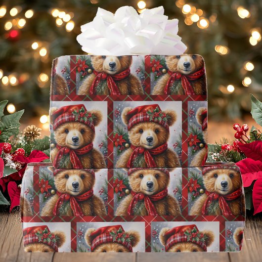 Teddy Bears op de kerstplaat van Roll Of Cadeaupapier
