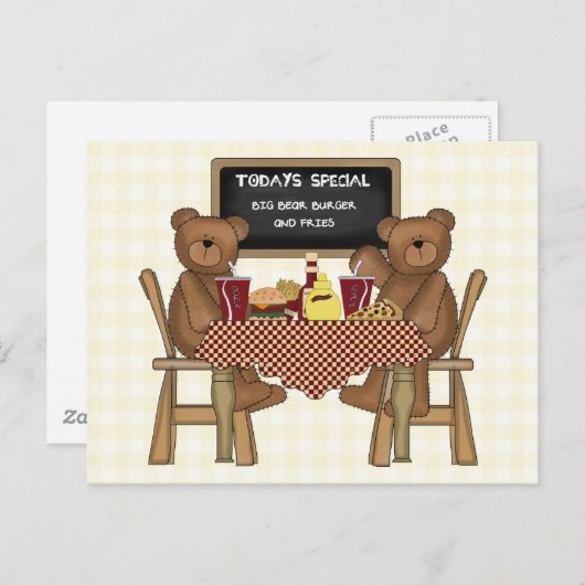 Teddy Bears Out to Lunch Briefkaart (Voorkant / Achterkant)