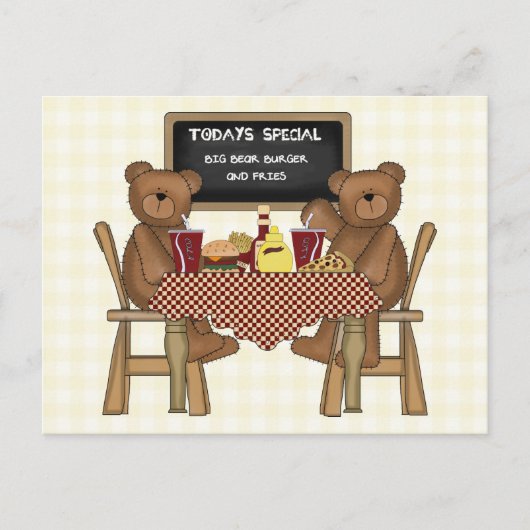 Teddy Bears Out to Lunch Briefkaart (Voorkant)