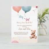 Teddy Bear's Party: Genderonthulling uitnodiging (Staand voorkant)