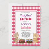 Teddy Bears' picknick verjaardagsfeestje Kaart (Voorkant)