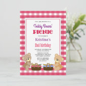 Teddy Bears' picknick verjaardagsfeestje Kaart (Staand voorkant)