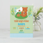 Teddy Bear's Picknick Verjaardagsfeestje Park Blau Kaart (Staand voorkant)