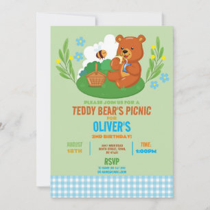 Teddy Bear's Picknick Verjaardagsfeestje Park Blau Kaart