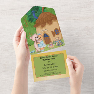 Teddy Bear's picnic Birthday All In One Uitnodiging