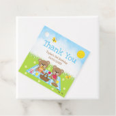 Teddy Bears Picnic Birthday Blue Gingham Dank je Bedankjes Labels (In situ)